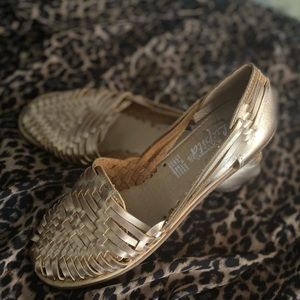 Gold huarache sandals